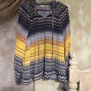Ted Baker London Textured Geo-Print Blouse – Yellow/Blue